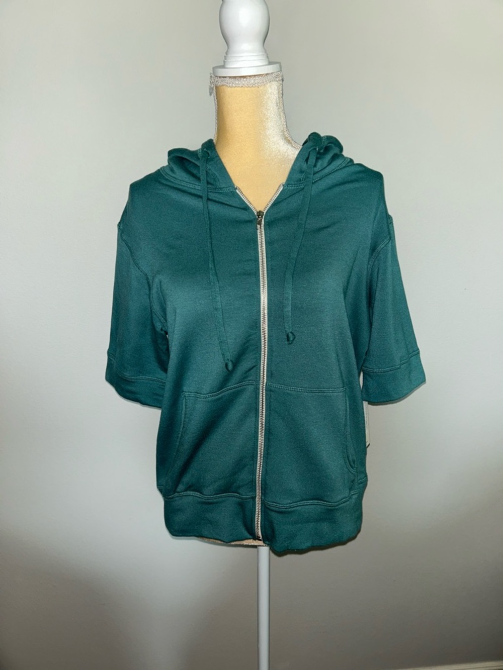 NWT 78&Sunny Short-Sleeve Zip Up Hoodie Deep Teal Sz XL - Picture 3 of 8